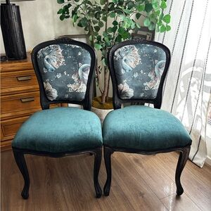 Elegant Teal and Black Accent Chairs